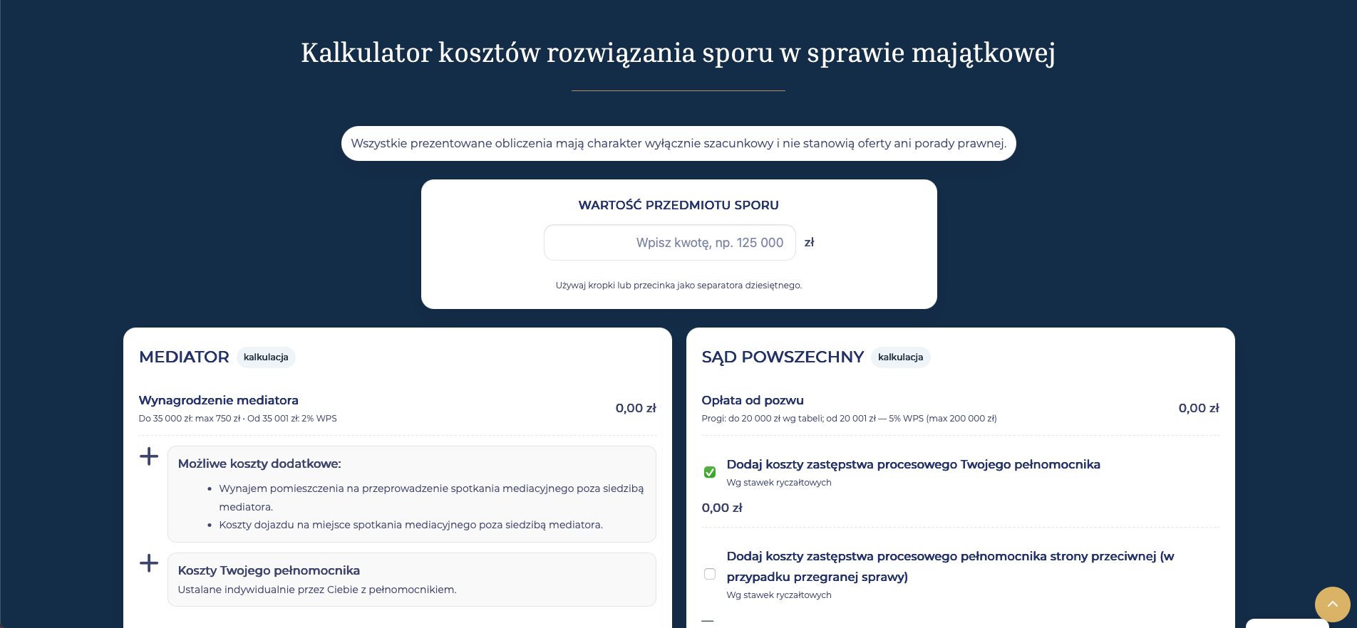 ile kosztuje mediacja kalkulator mediacji